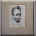 A06. Salvador Dali etching of Vincent Van Gogh Pencil signed and numbered. Etching: 7”h x 5”w. Frame: 15.5”h x 12”w. 